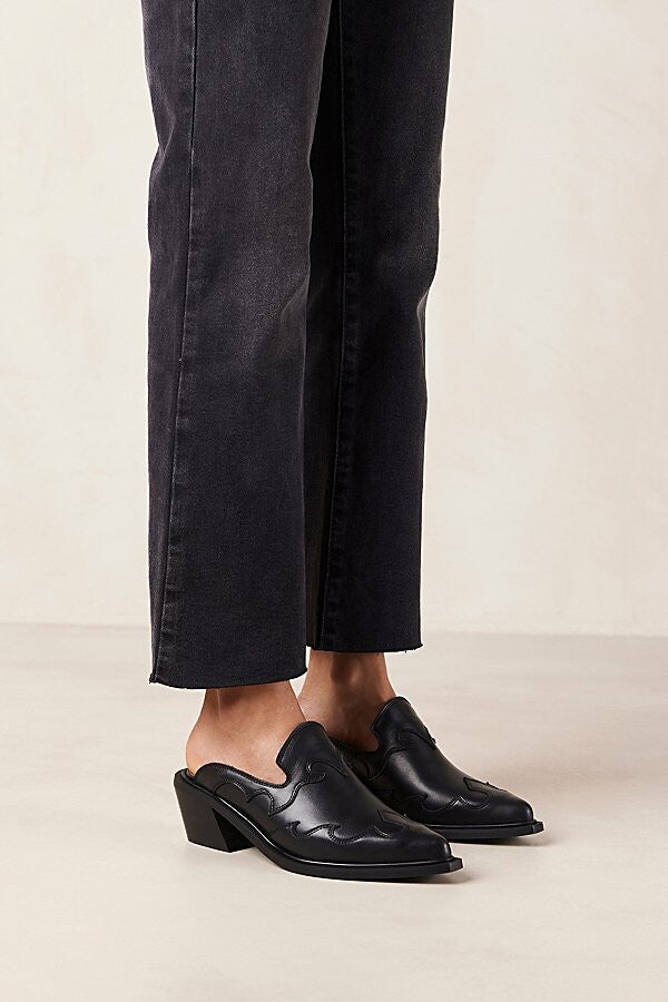 WESTON BLACK LEATHER MULES