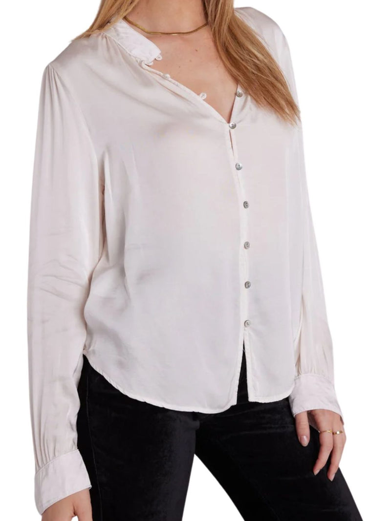 SHIRRED BUTTON UP BLOUSE