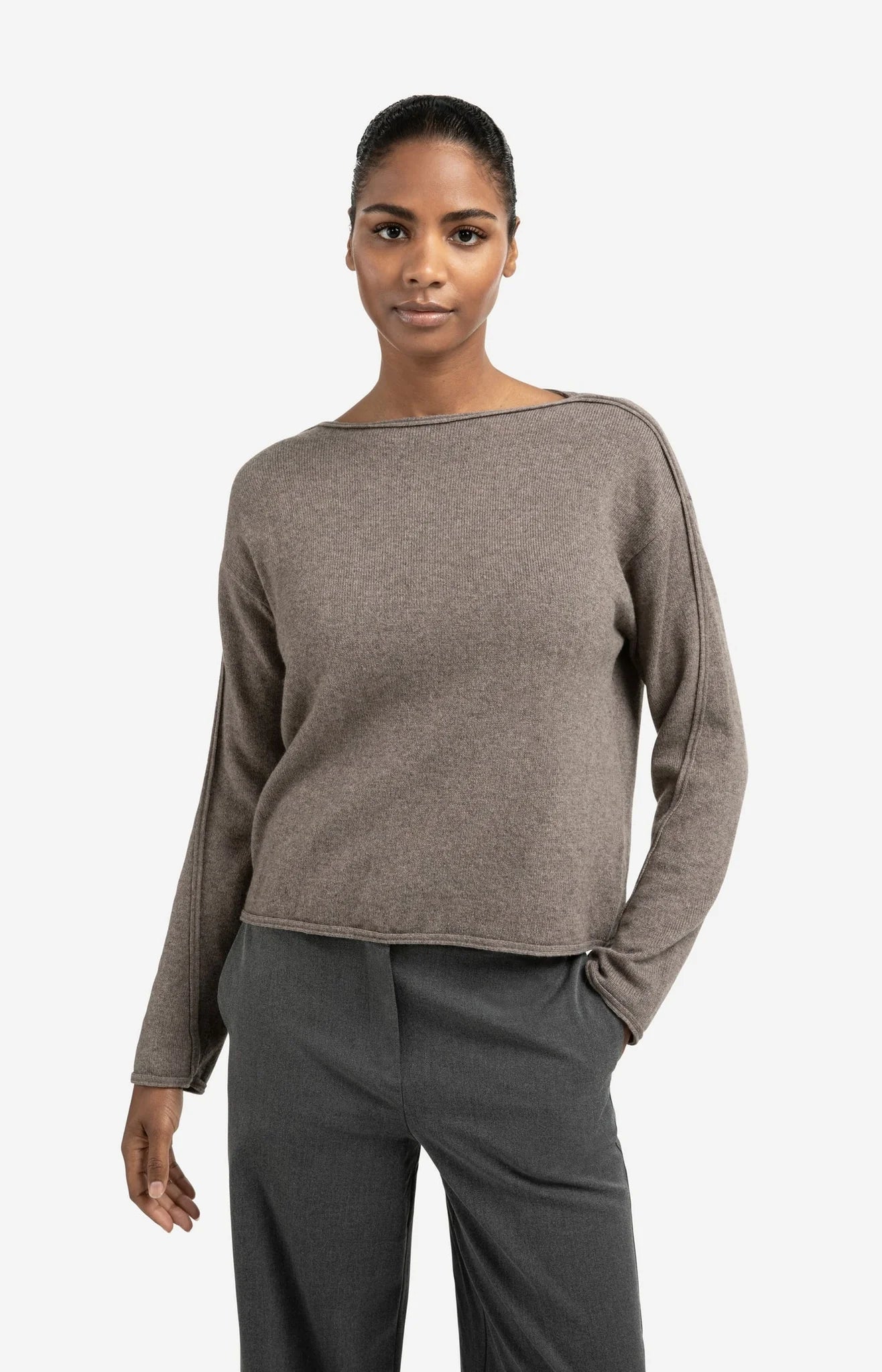 BOATNECK SWEATER WITH FRINGES