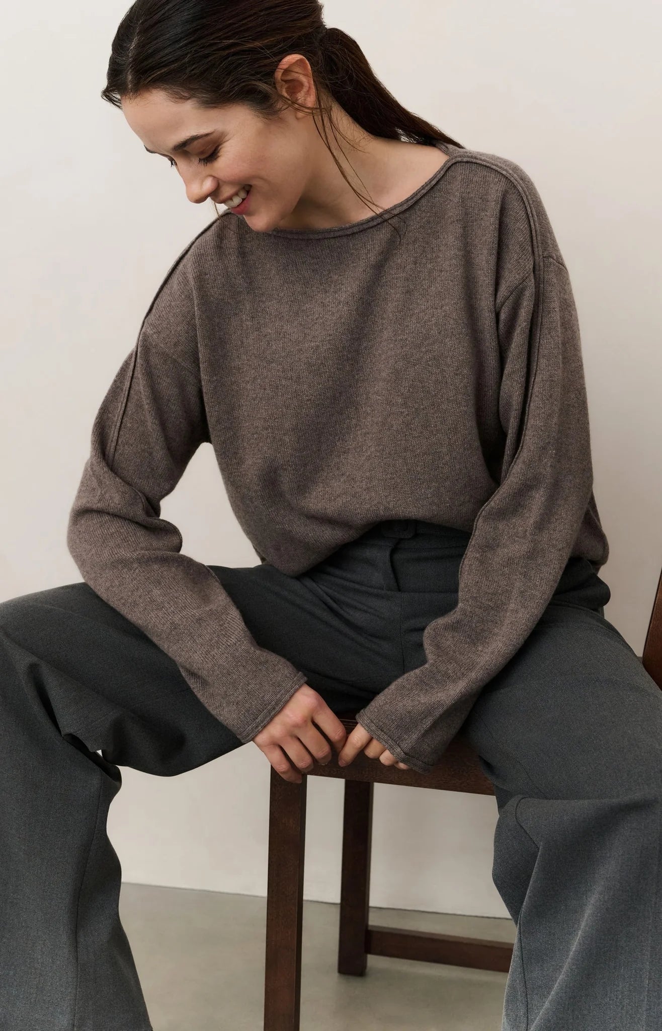 BOATNECK SWEATER WITH FRINGES