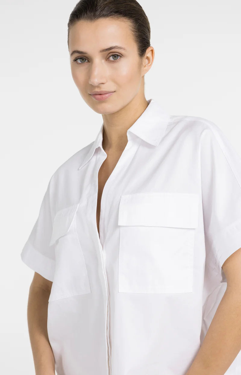 BOXY BLOUSE W POCKETS & PLEATED CUFF
