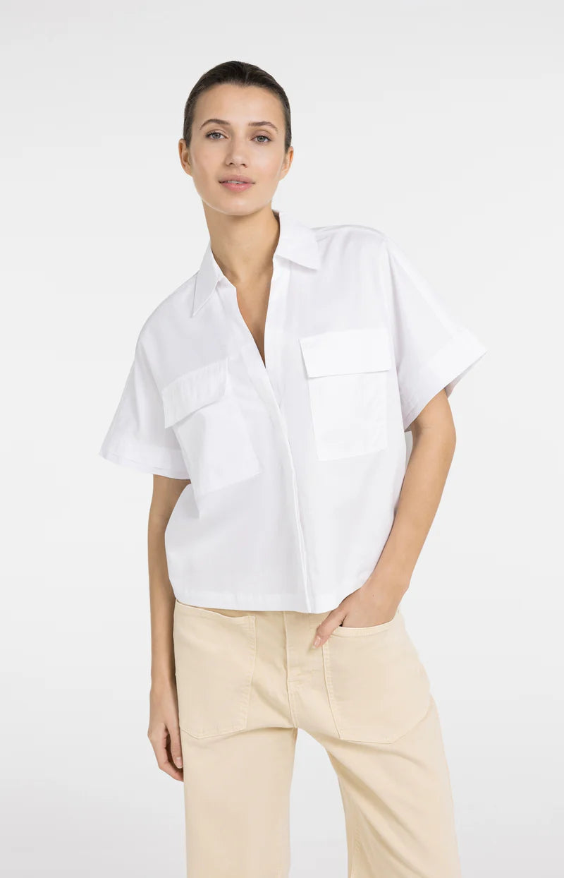 BOXY BLOUSE W POCKETS & PLEATED CUFF