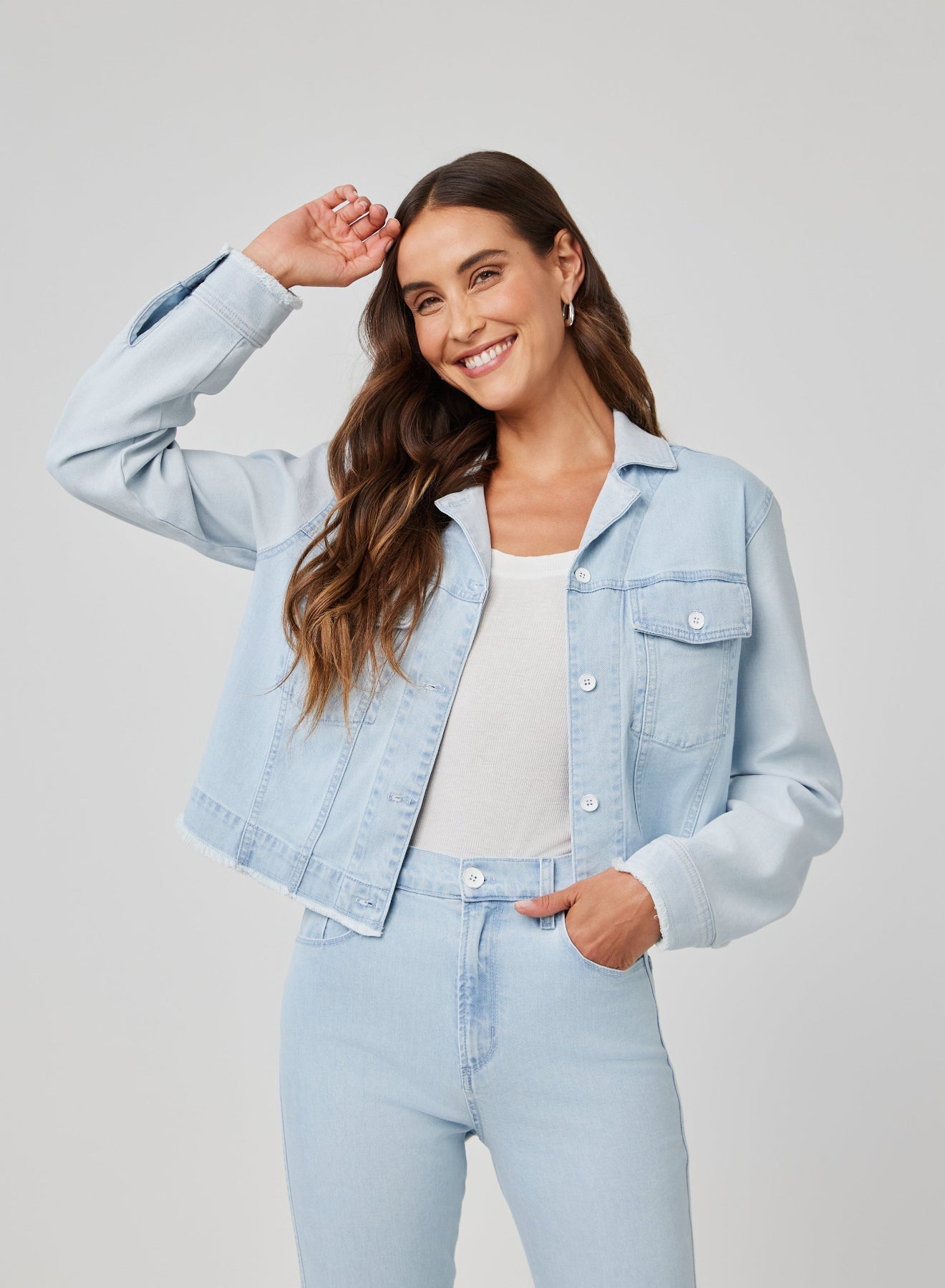 COCO  FRAYED MIX DENIM JACKET