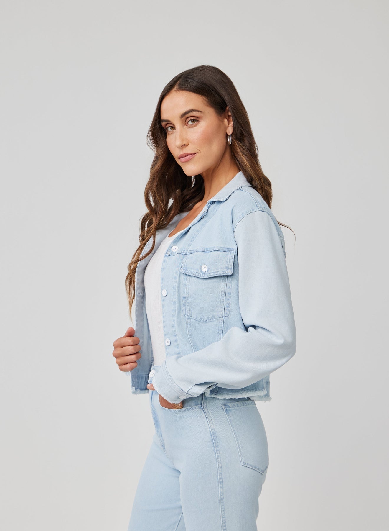 COCO  FRAYED MIX DENIM JACKET