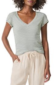 FAYE V NECK STRIPE TEE