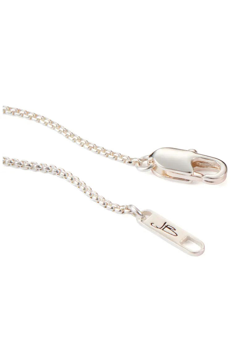 Jenny Bird silver rolo chain necklace with lobster clasp and JB branded tag