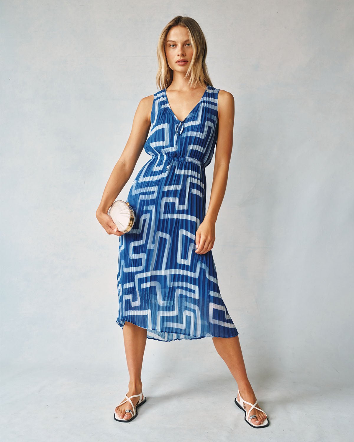 HIGH LOW PLEATED DRESS