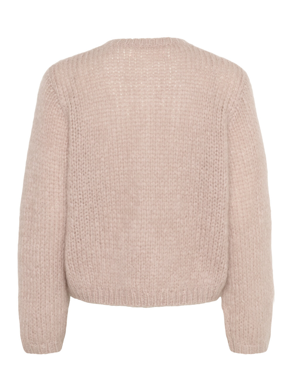 Back view of InWear Jetra Cardigan in Cinder, a soft chunky knit sweater with long sleeves