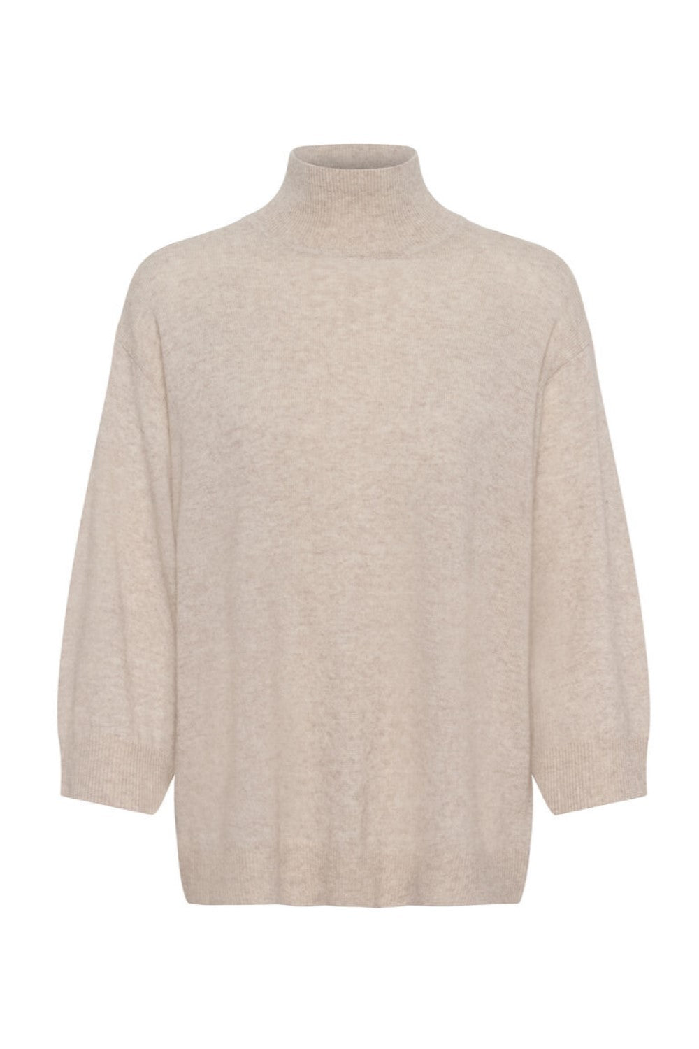InWear Tally Monika oatmeal beige knit highneck sweater with 3/4 sleeves