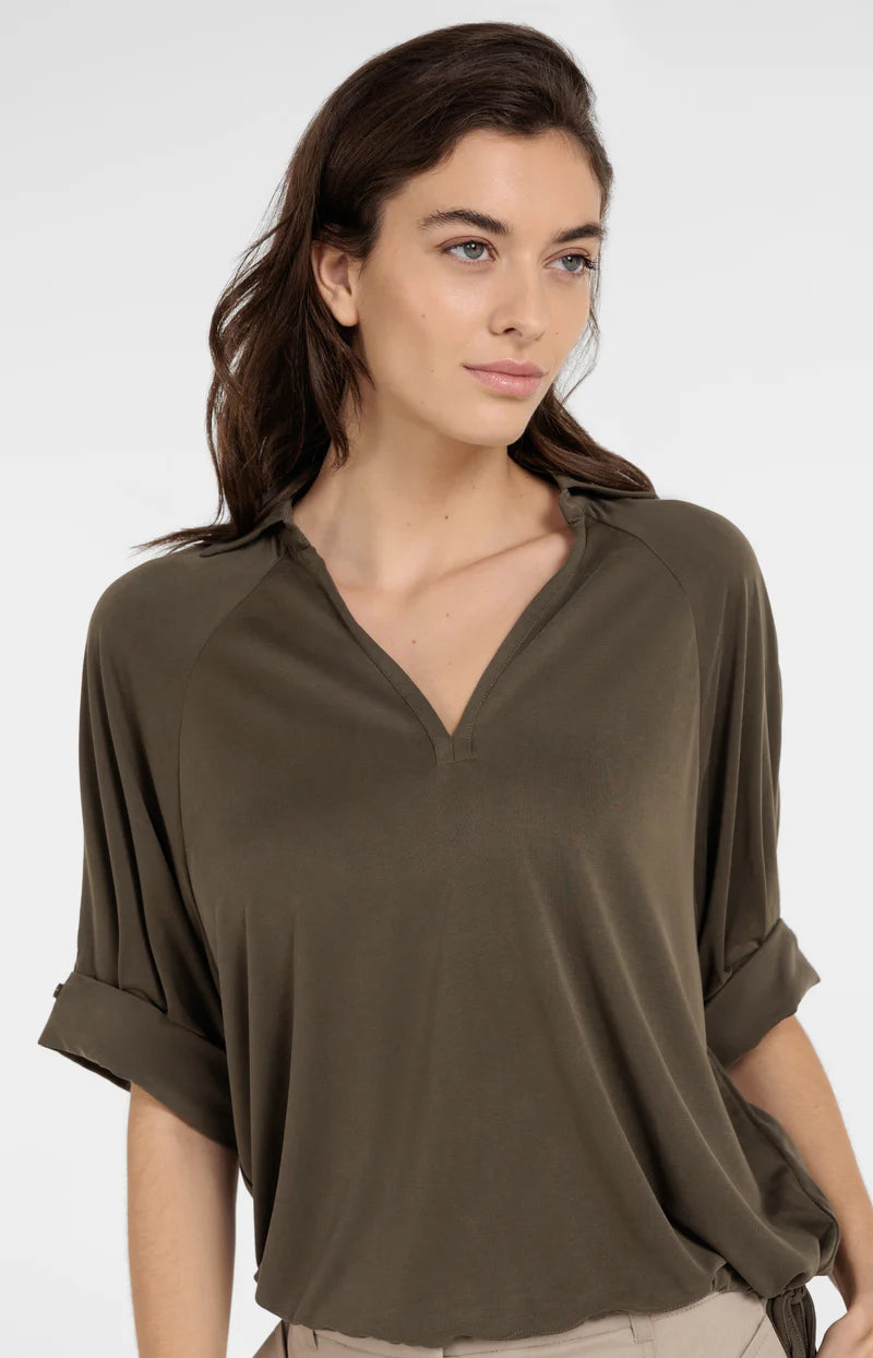 JERSEY TOP W PLEATED SLEEVES