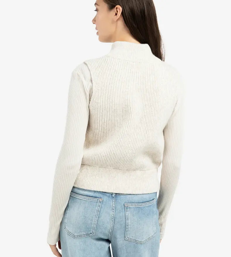 KNITTED SLEEVELESS ZIPPER CARDIGAN