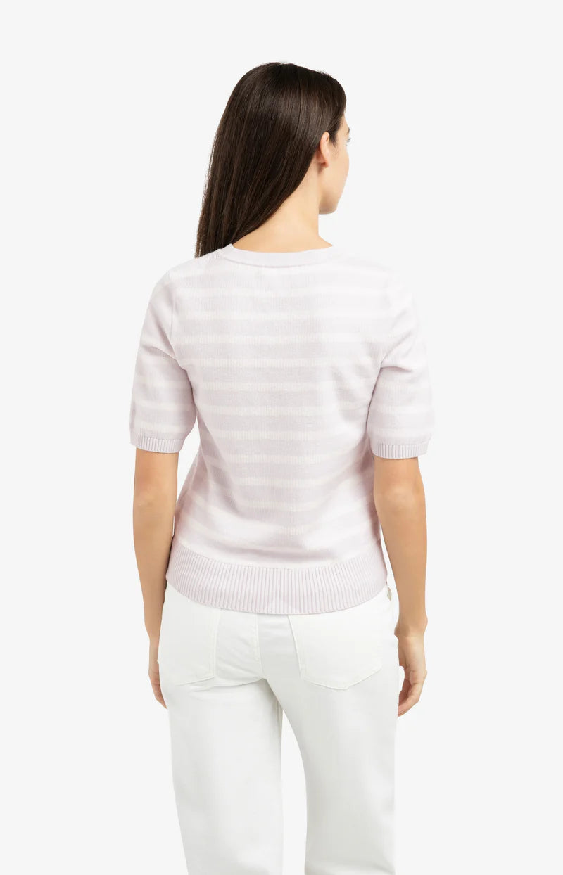TEXTURED STRIPE SS SWEATER