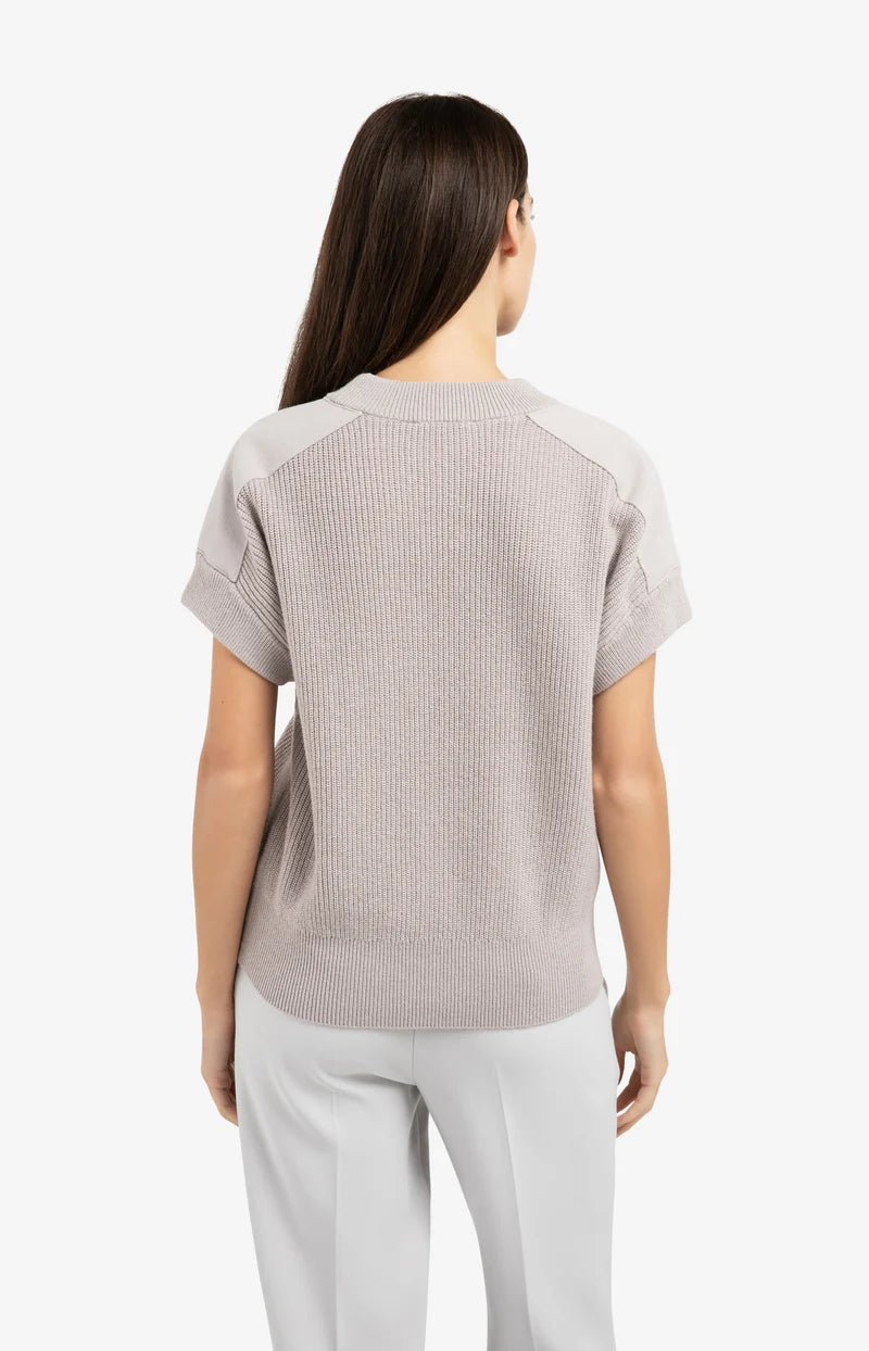 SLEEVELESS SWEATER W/ WOVEN