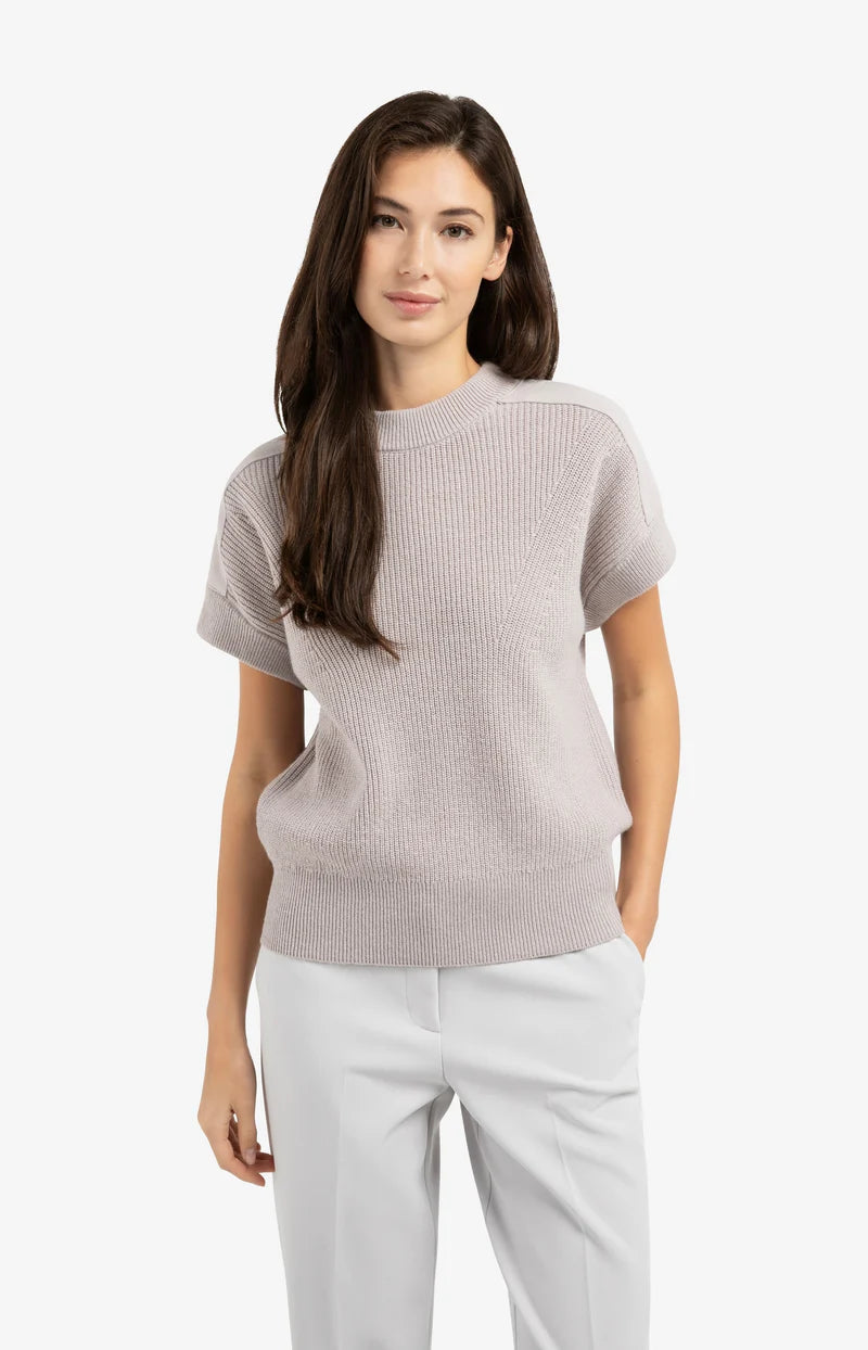 SLEEVELESS SWEATER W/ WOVEN