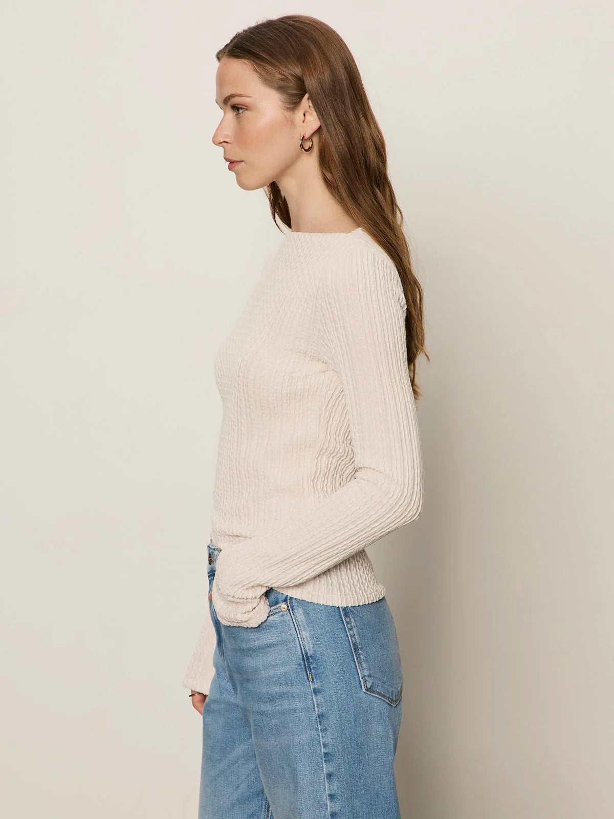 LS BOATNECK TEXTURED TOP