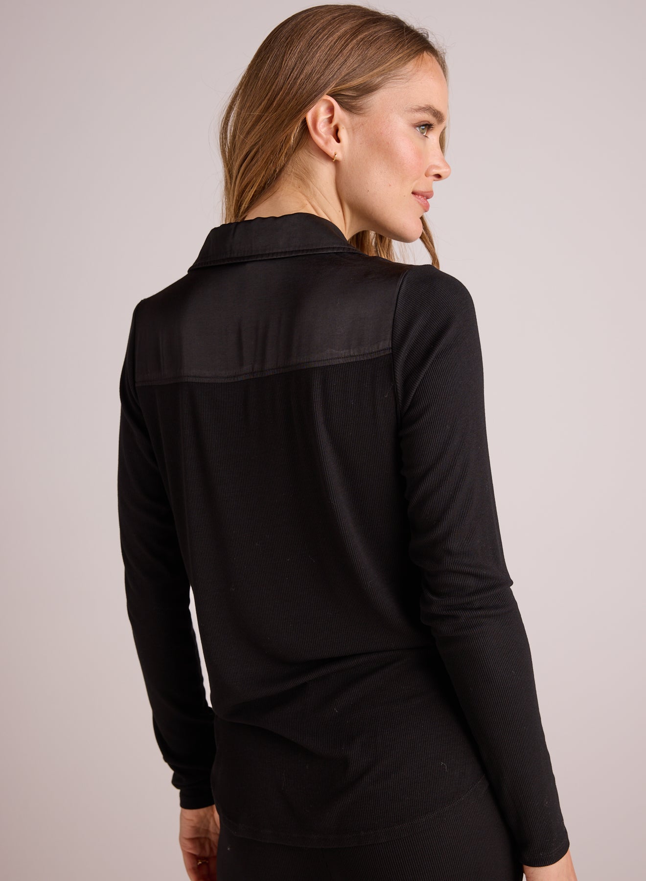 LONG SLEEVE RIB MIX SHIRT