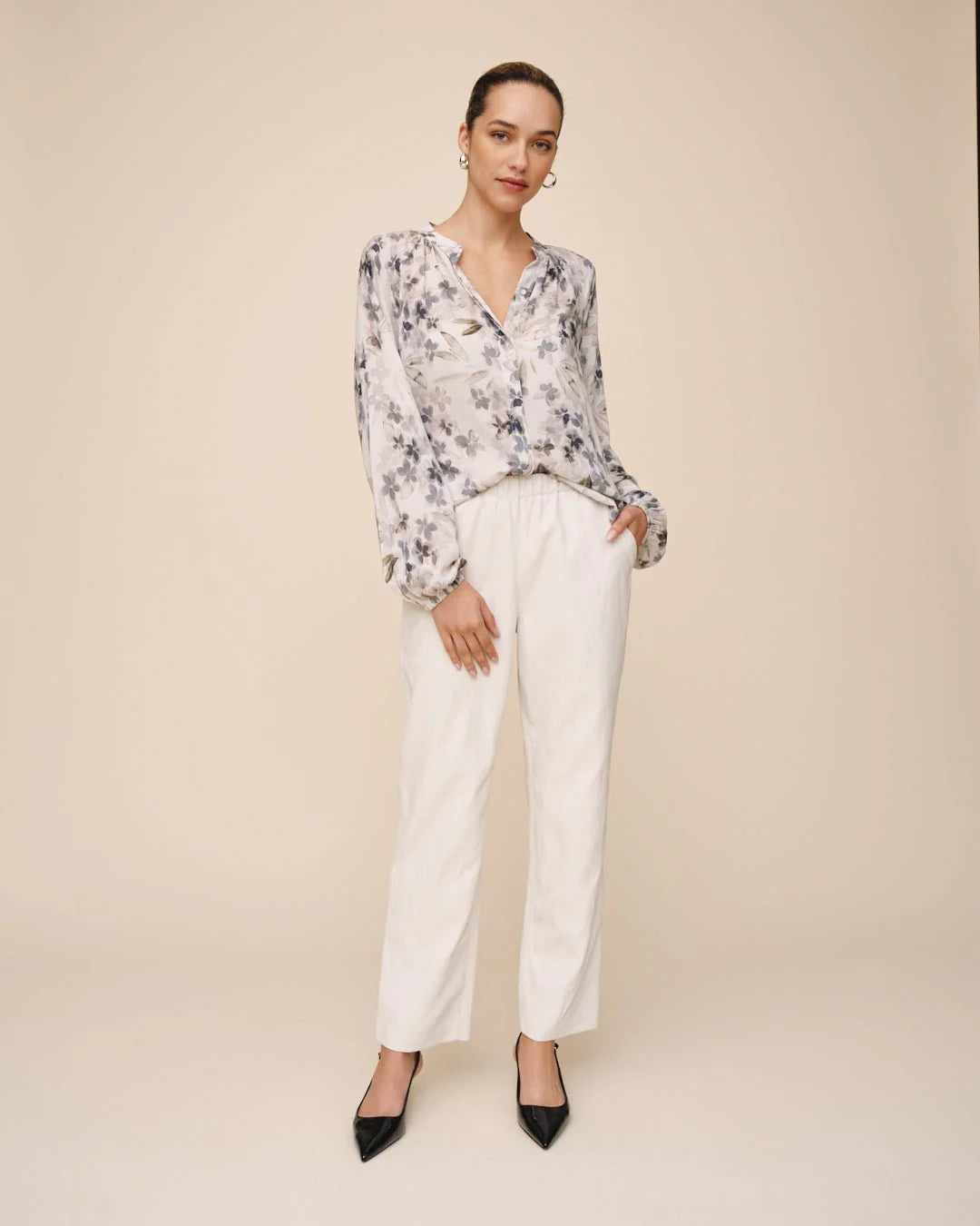 LONG SLEEVE SHIRRED RAGLAN SHIRT