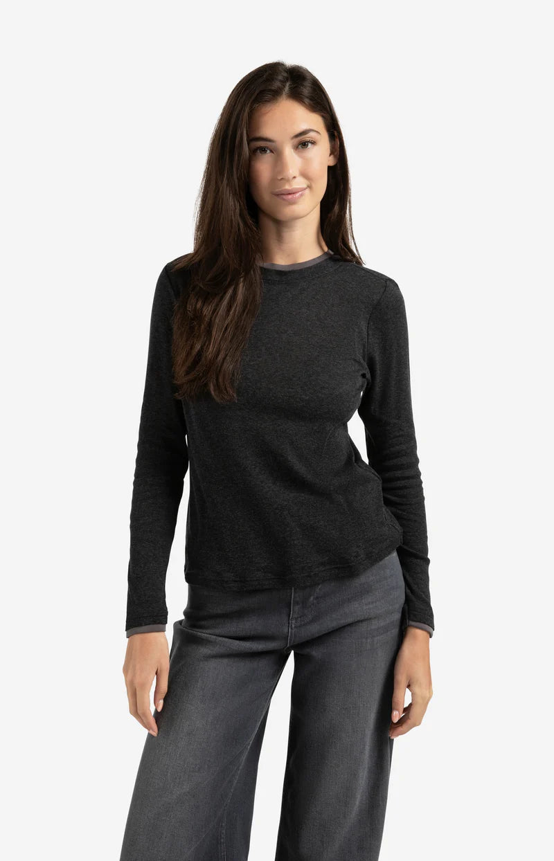 LONG SLEEVE TOP WITH SUEDINE