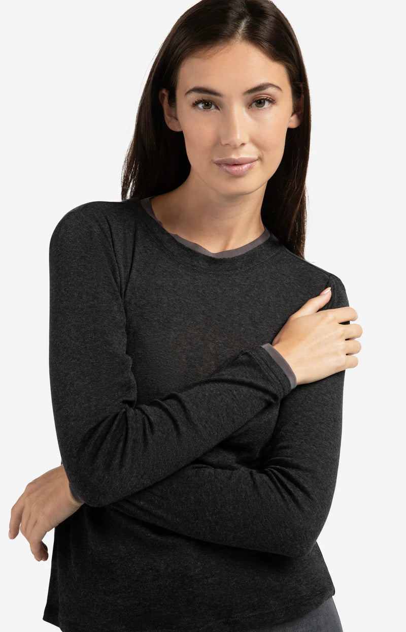 LONG SLEEVE TOP WITH SUEDINE