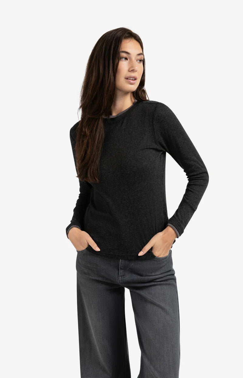 LONG SLEEVE TOP WITH SUEDINE