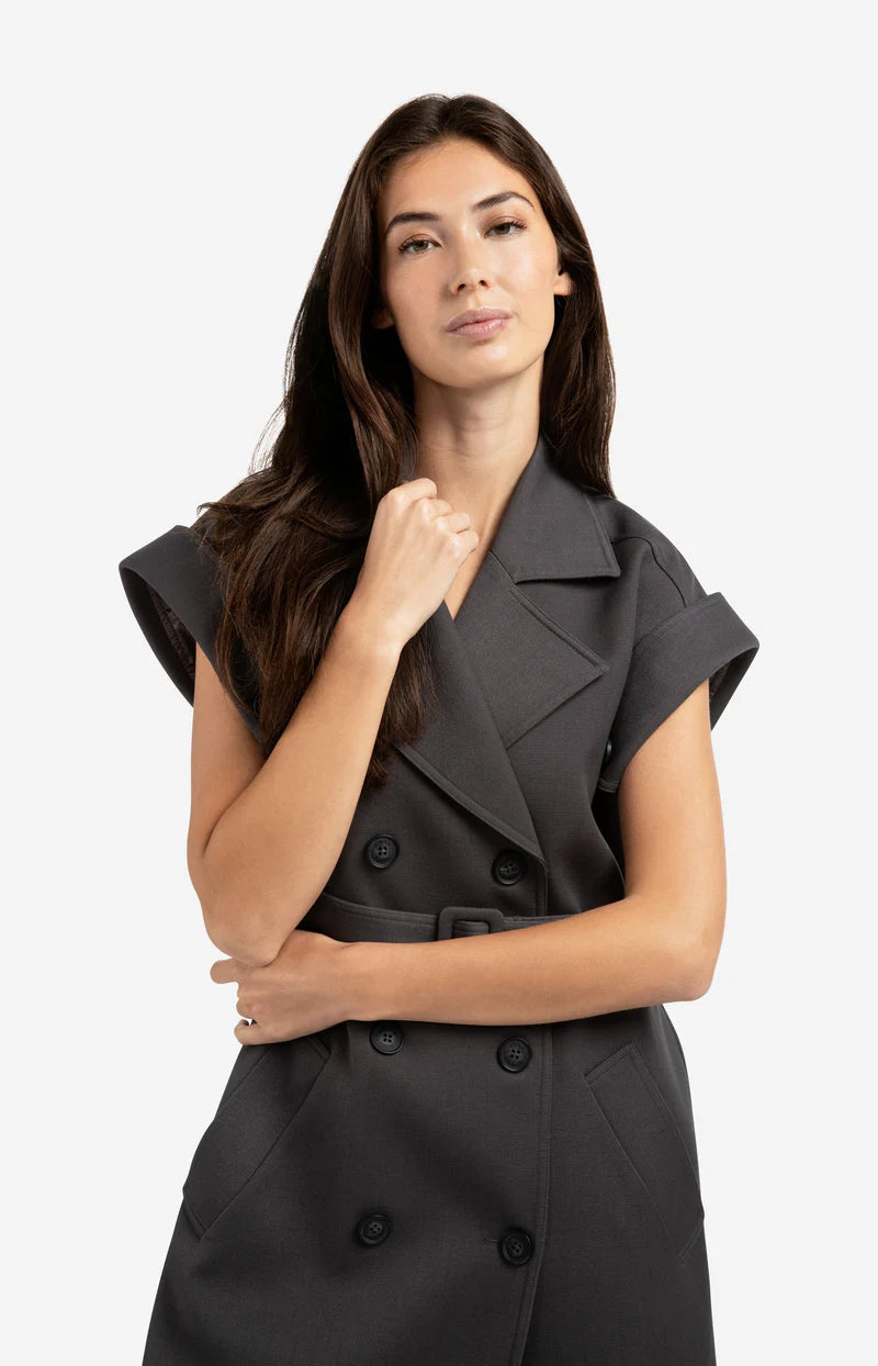 LONG WOVEN SLEEVELSS JACKET