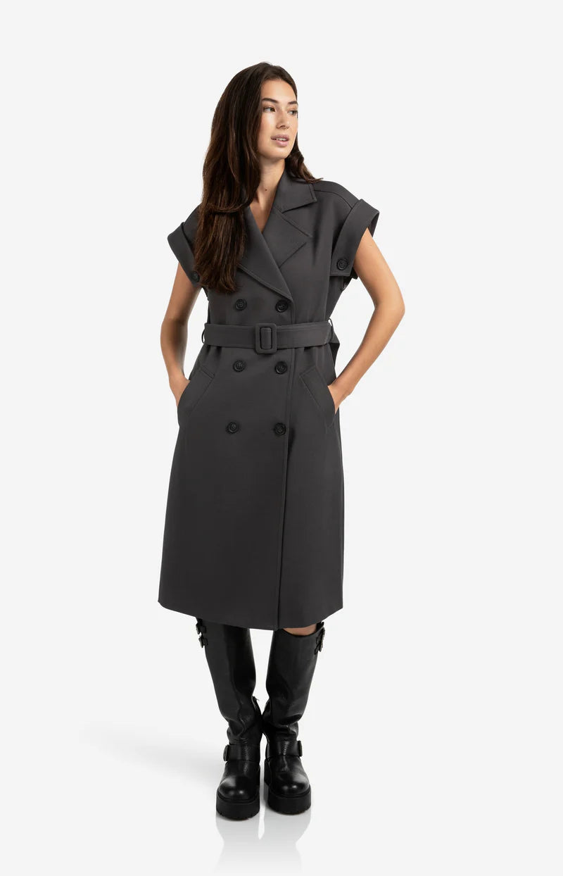 LONG WOVEN SLEEVELSS JACKET