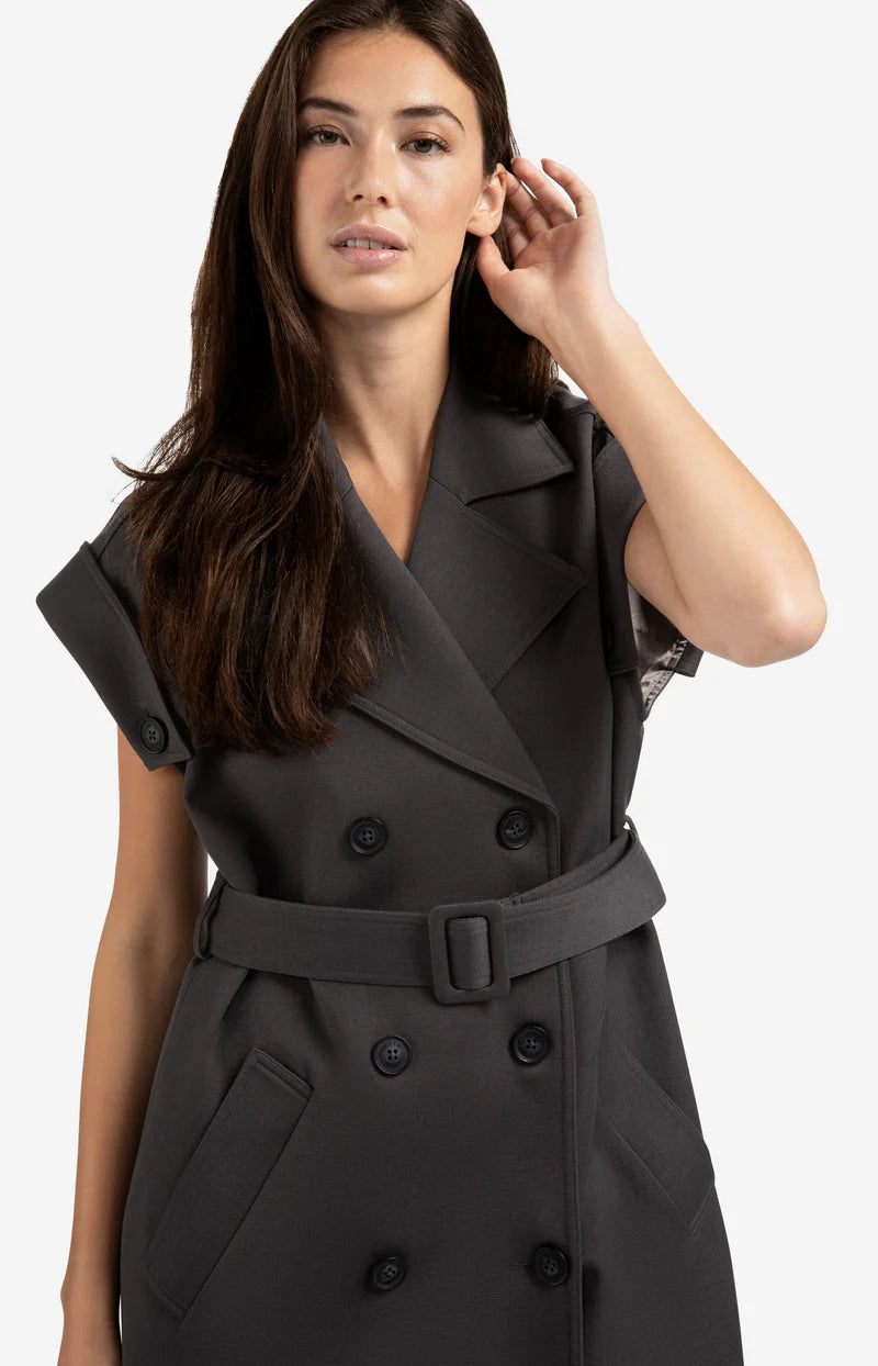 LONG WOVEN SLEEVELSS JACKET