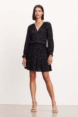 DINA06 DS METALLIC GEORGETTE DRESS