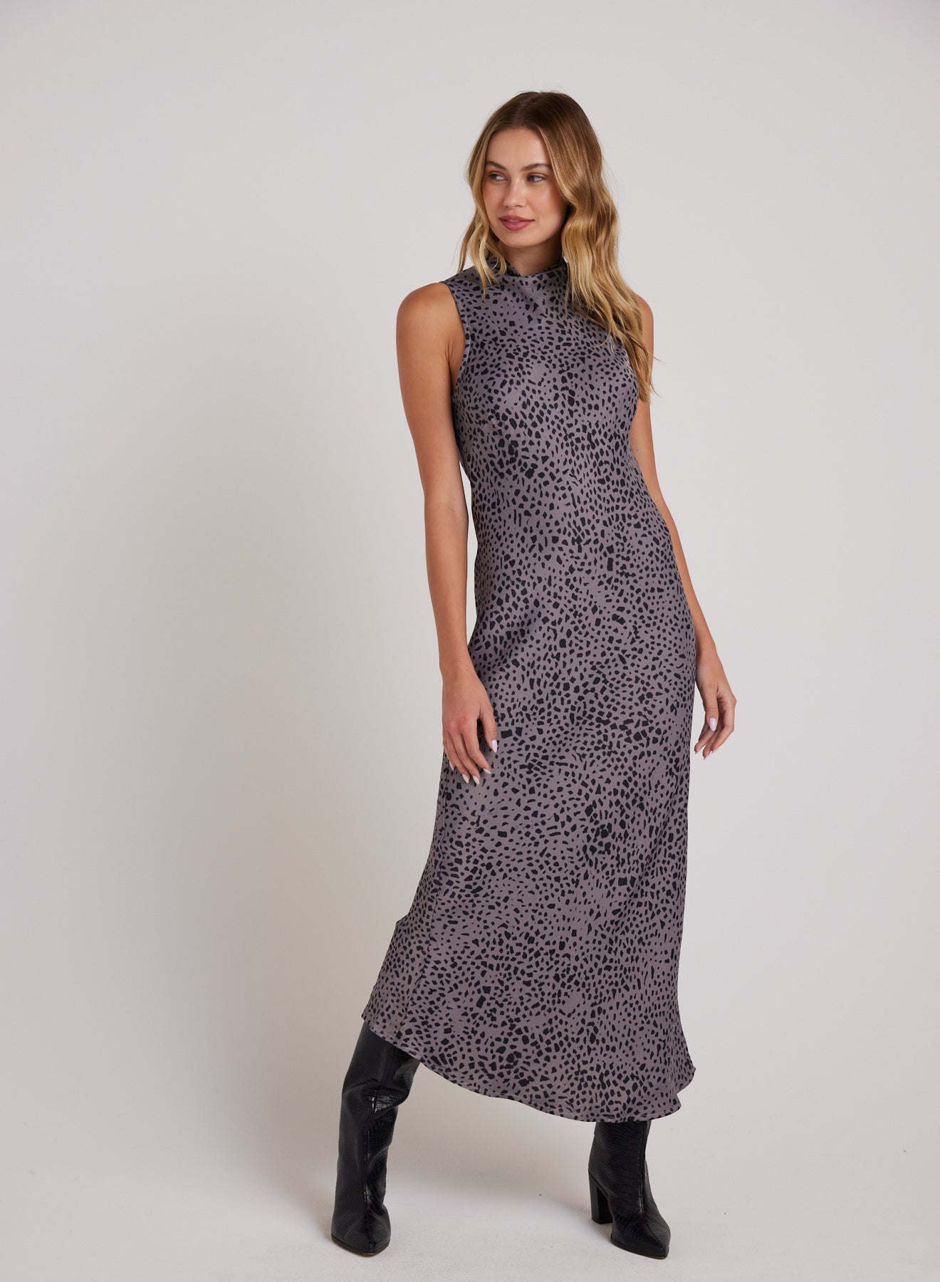 MOCK NECK HALTER DRESS