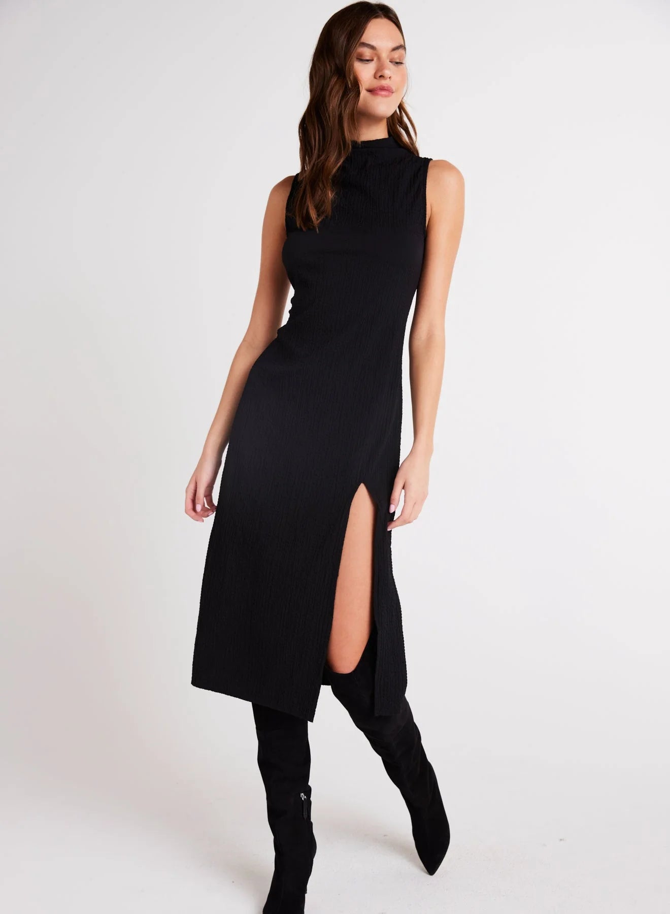 MOCK NECK MIDI DRESS