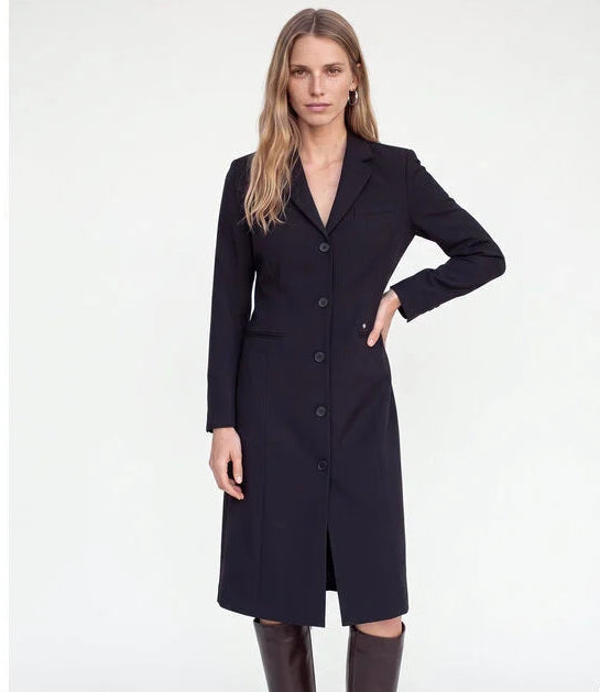 Mos Mosh Fran Nellie black midi blazer dress with button front and notch lapel