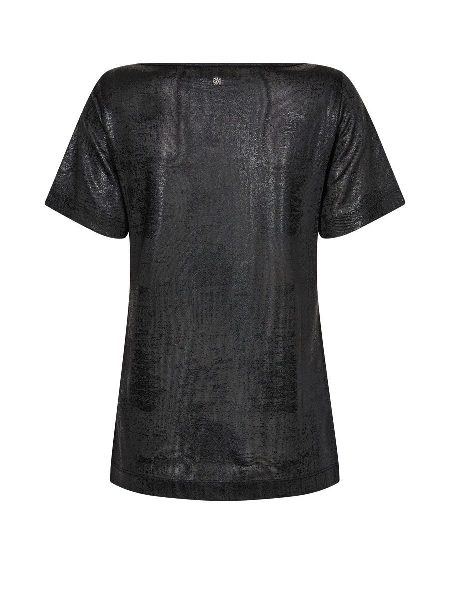 Back view of Mos Mosh Niva O-SS Metallic Tee in black with short sleeves