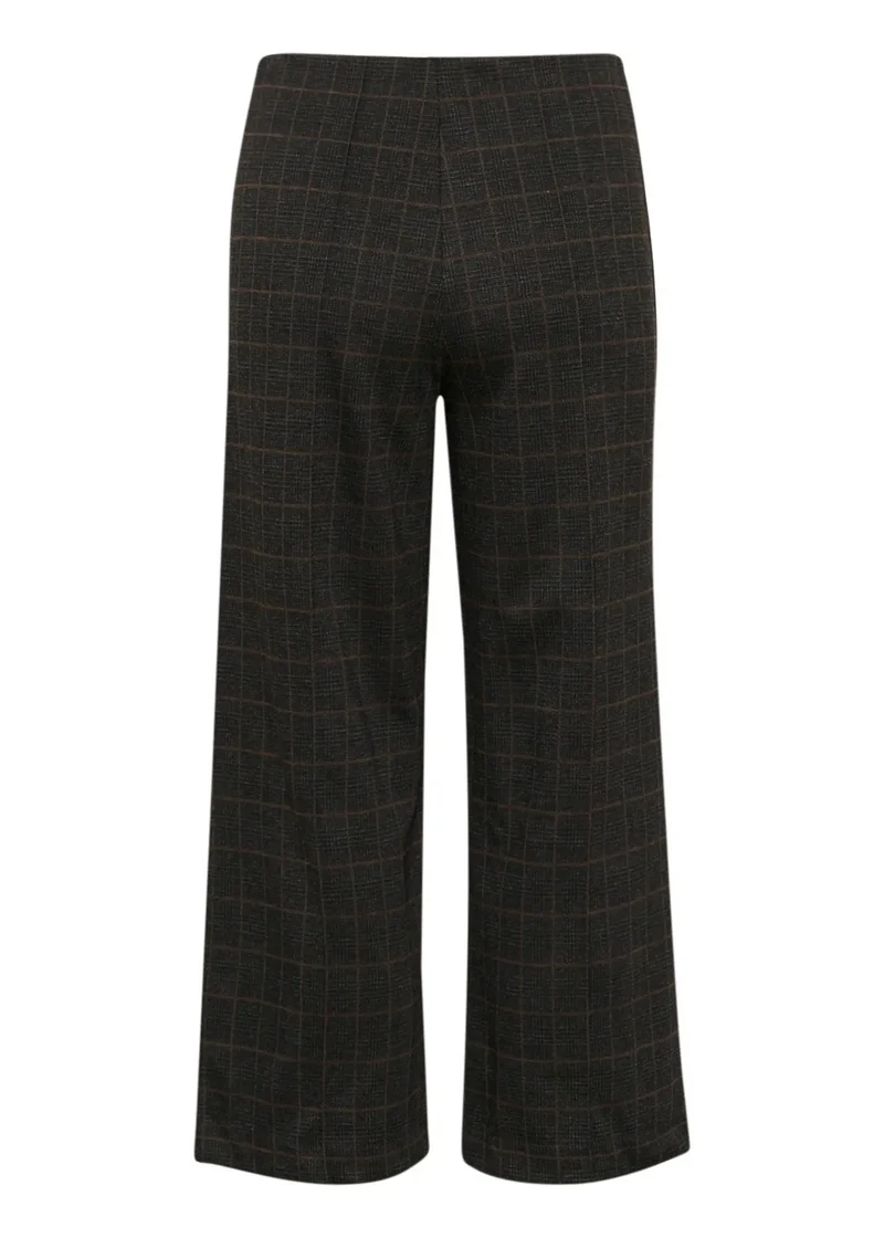 Part Two Ilisan wide-leg trousers in dark grey windowpane check, back view