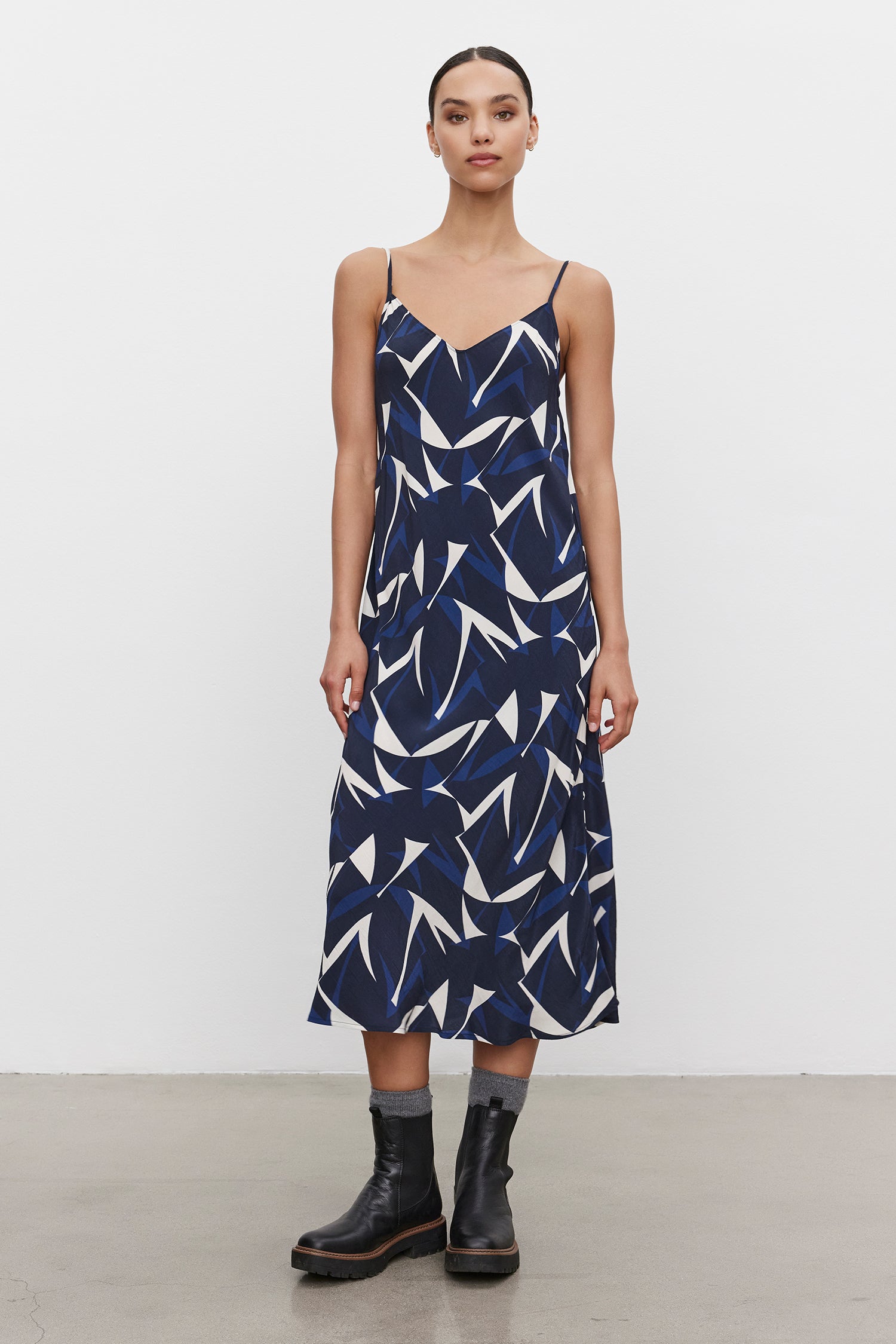 PERRY DS PRINTED ROYAL CREPE DRESS