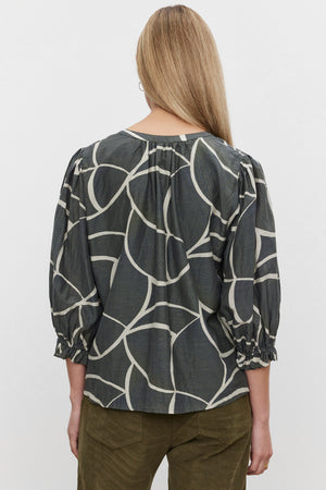 BETTY DS PRINTED SILK COTTON VOILE L/S TOP