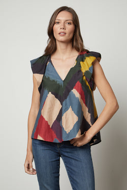 TAMARA DS PRINTED SILK COTTON VOILE TOP