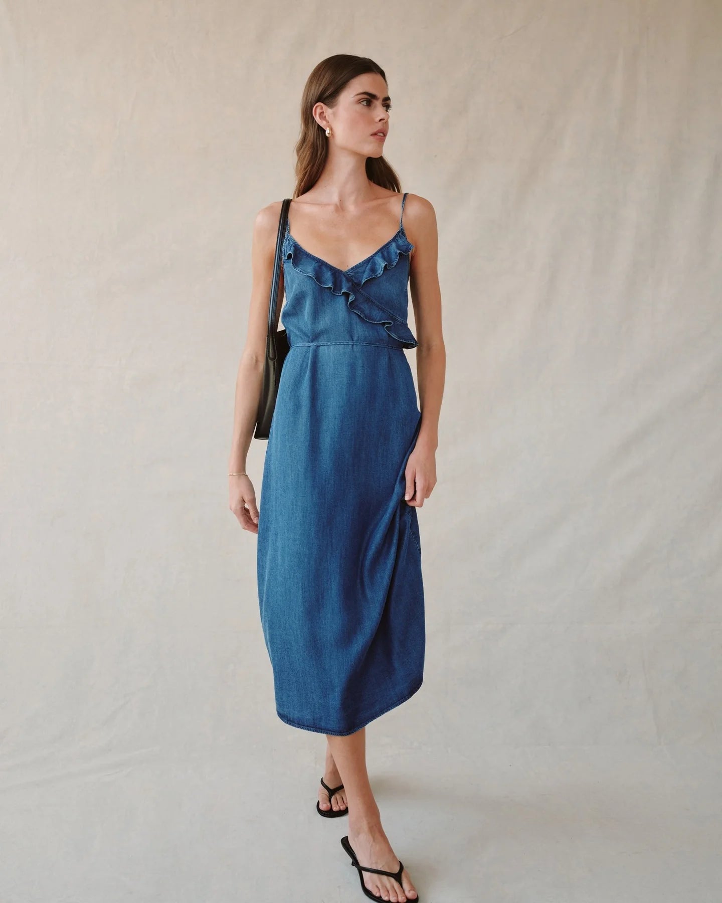 RUFFLE CAMI MIDI DRESS