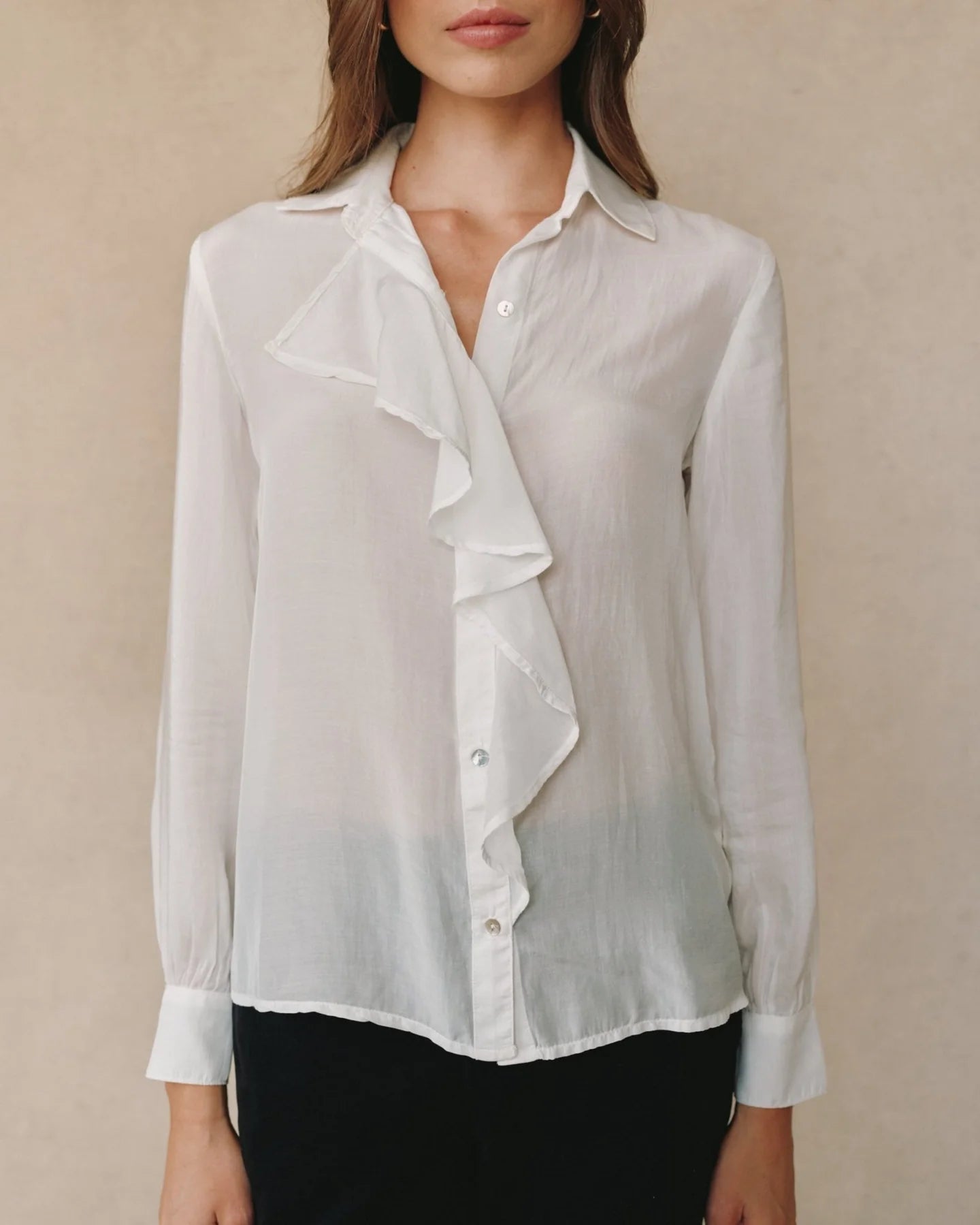 RUFFLE FRONT SHIRT