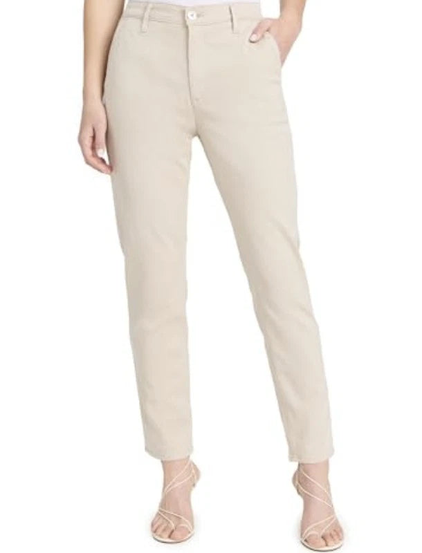AG Caden cream froth slim crop trouser with front pockets and button closure