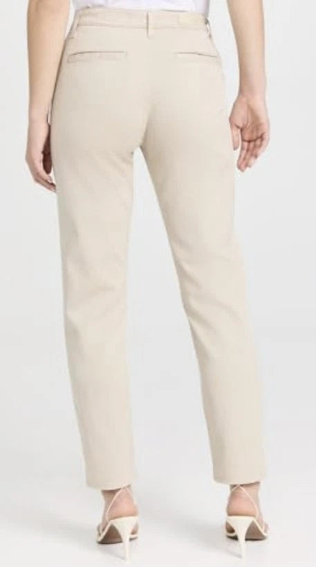 AG Caden cream straight-leg trousers, rear view, slim ankle length