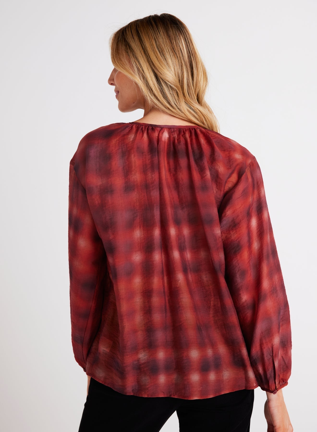 SHIRRED NECK BLOUSE