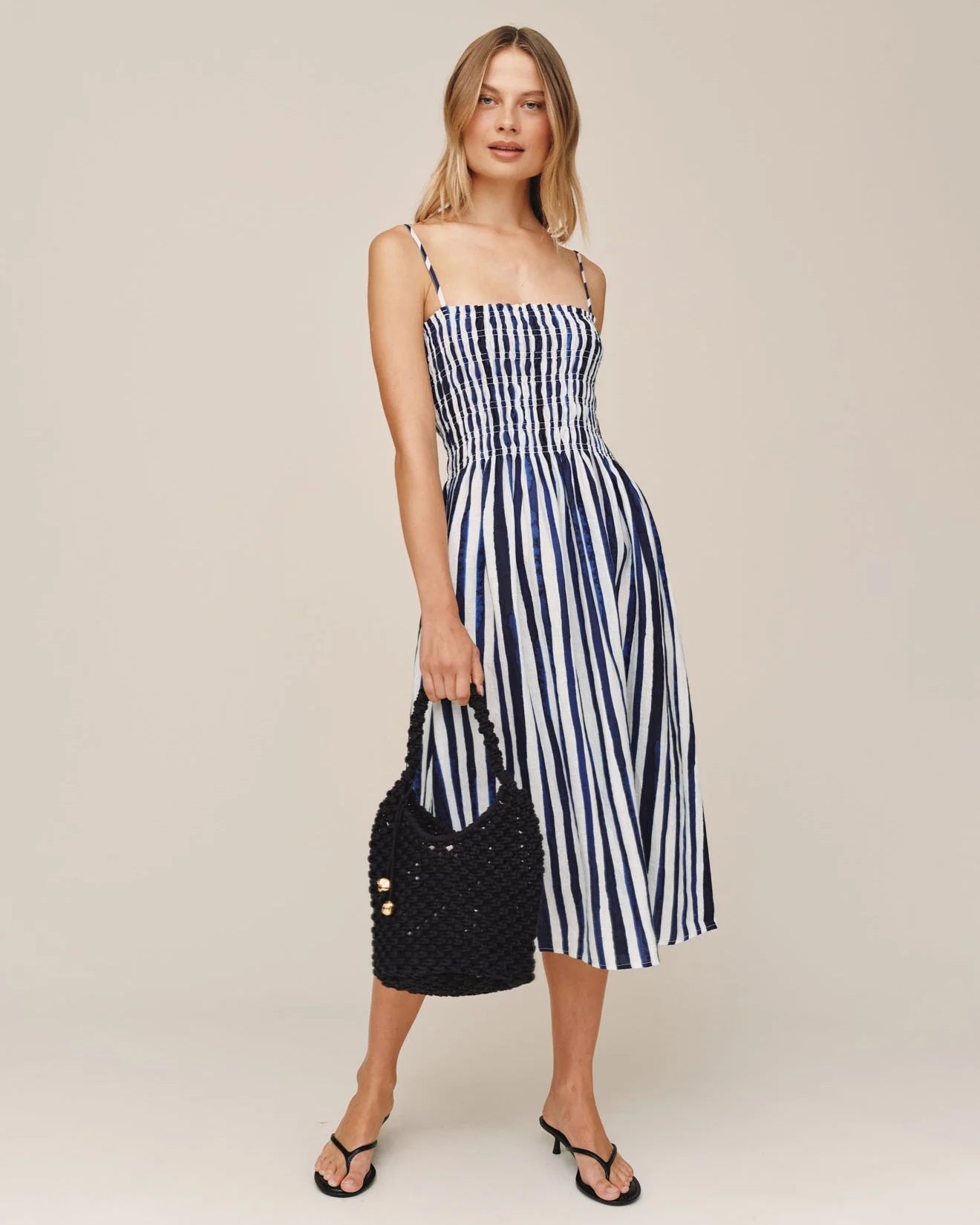 SMOCKED MIDI DRESS