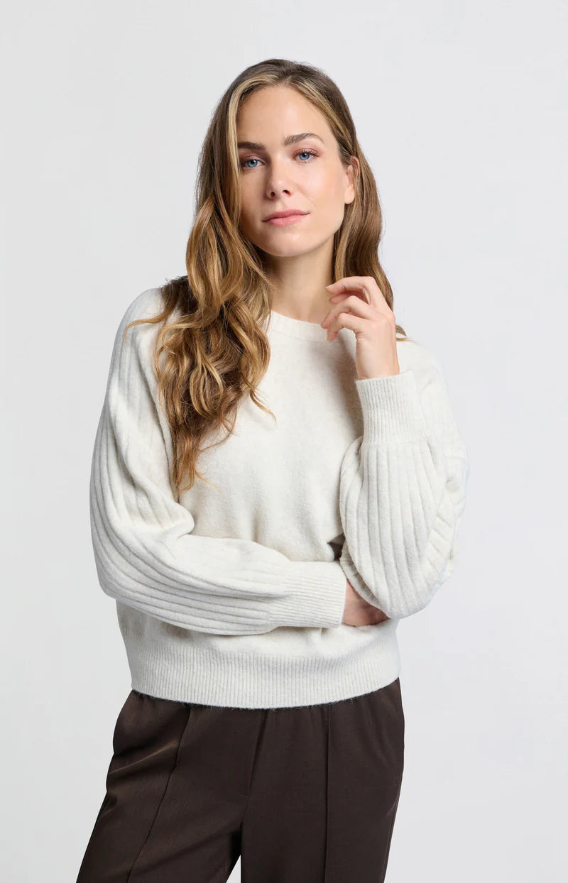 RIB MIXED SWEATER LS