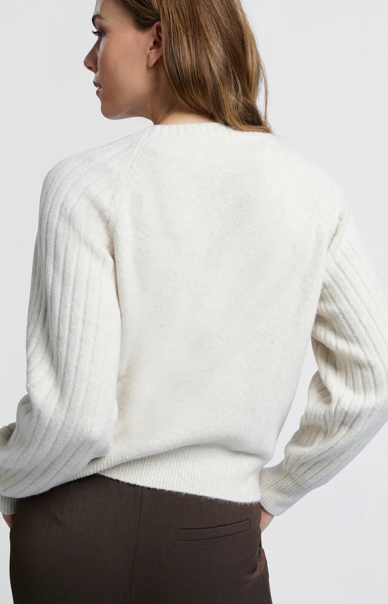 RIB MIXED SWEATER LS