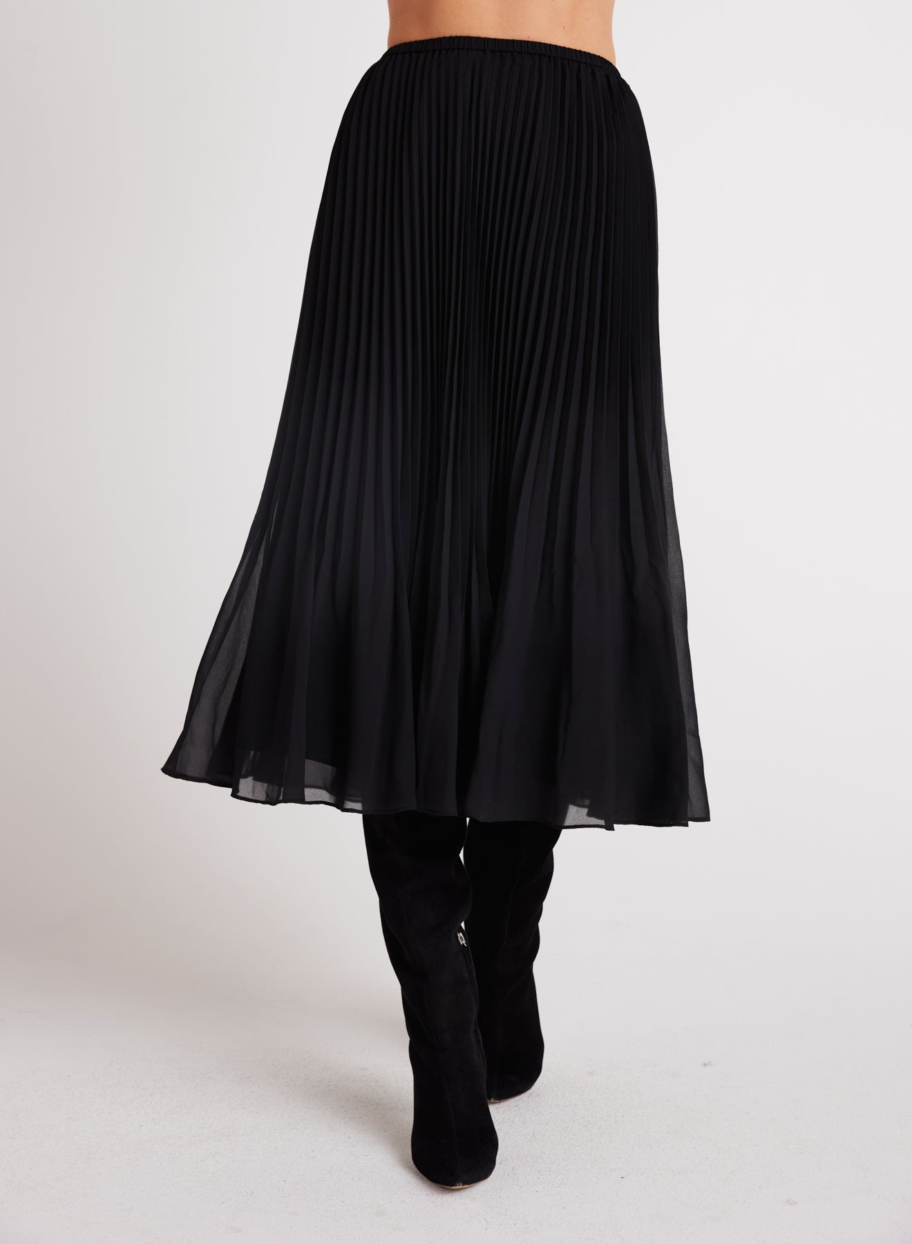 SUNBURST PLEAT MIDI SKIRT