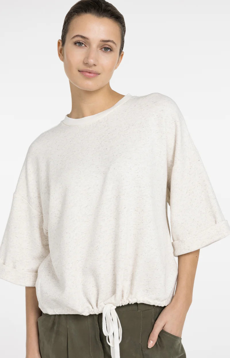 SHORT SLEEVE SWEATSHIRT W ROLL UP & DRAW CORD
