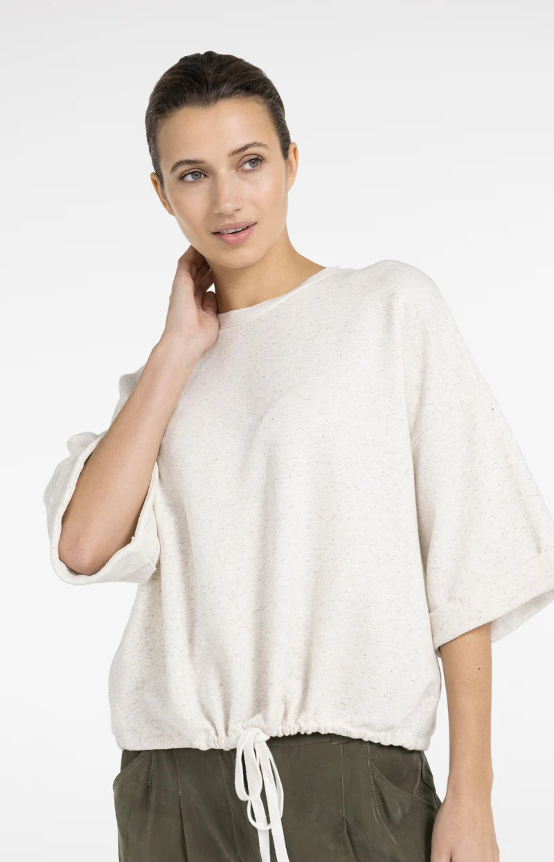 SHORT SLEEVE SWEATSHIRT W ROLL UP & DRAW CORD