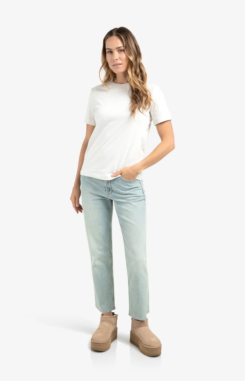 T-SHIRT W/ KNITTED NECKLINE