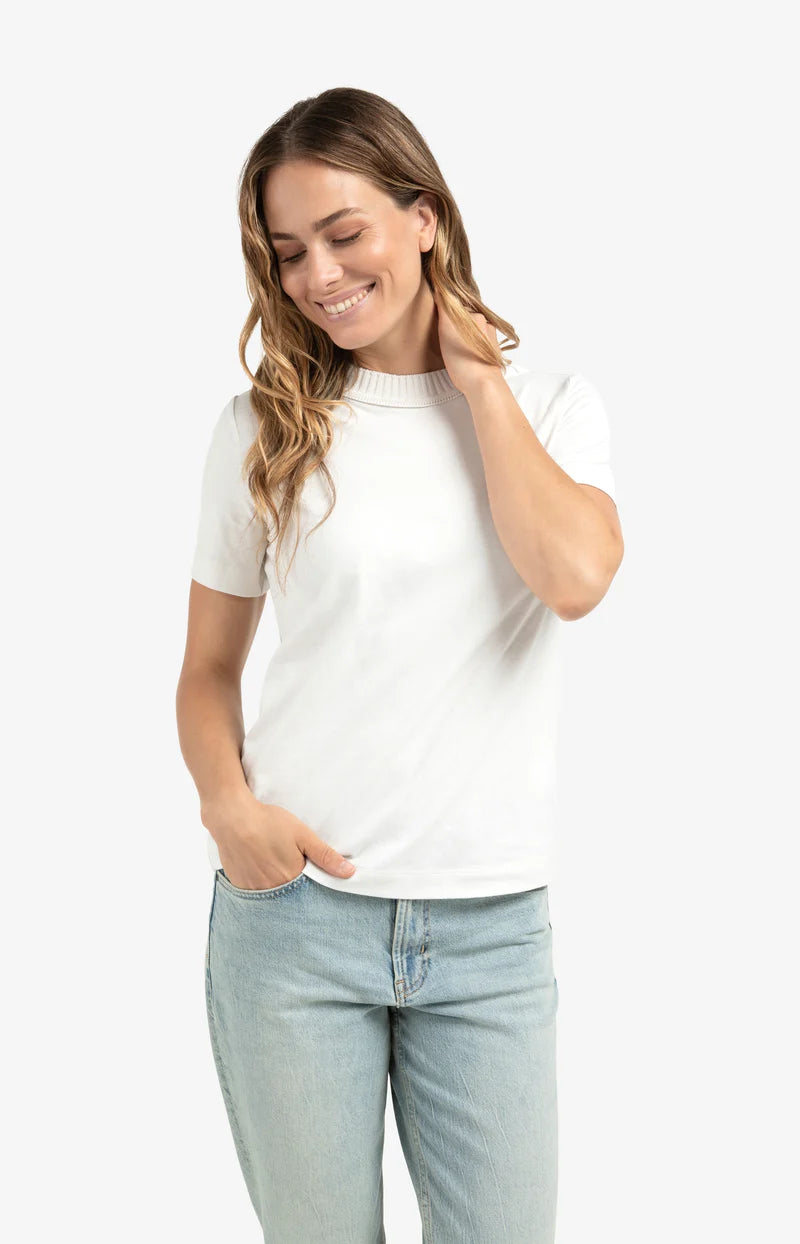 T-SHIRT W/ KNITTED NECKLINE