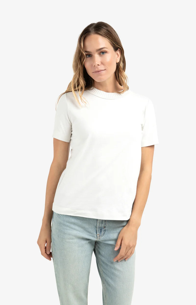 T-SHIRT W/ KNITTED NECKLINE